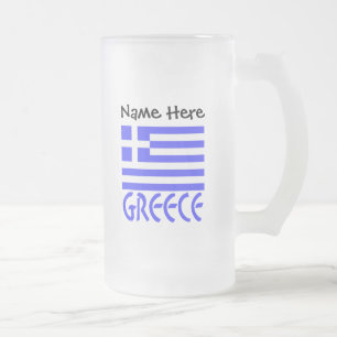 Griechenland und griechische Flagge mit Ihrem Name Mattglas Bierglas