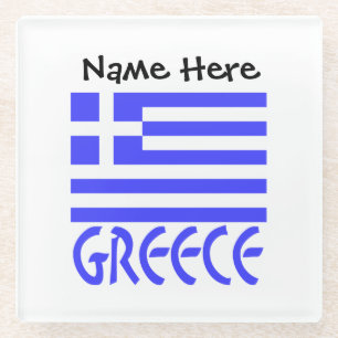 Griechenland und Griechische Flagge Personalisiert Glasuntersetzer