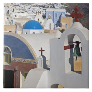 Griechenland und griechische Insel Santorin Stadt  Fliese