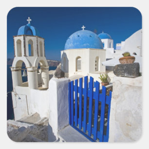 Griechenland und griechische Insel Santorin Stadt  Quadratischer Aufkleber