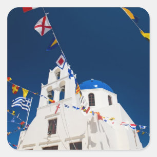 Griechenland und griechische Insel Santorin Stadt  Quadratischer Aufkleber