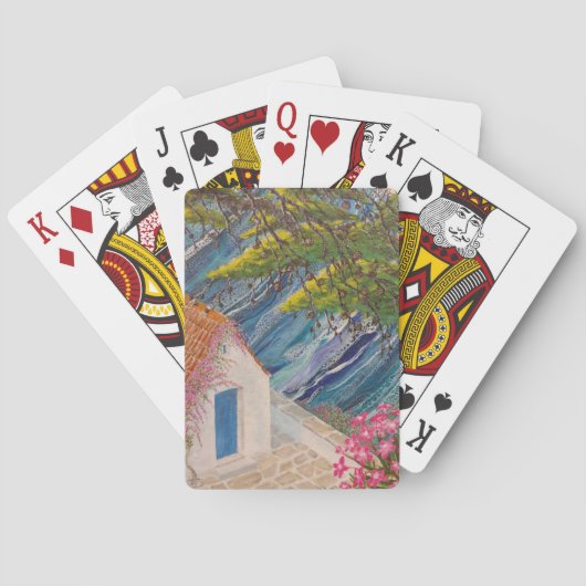Griechenland Urlaub Blau und Rosa Spielkarten (Rückseite)