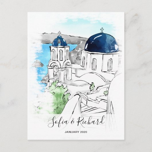 Griechenland Verlobung Vorschlag Jubiläumsgeschenk Feiertagspostkarte (Vorderseite)