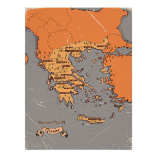 Griechenland Vintage-Kreis Karte Poster