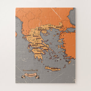 Griechenland Vintage-Kreis Karte Puzzle