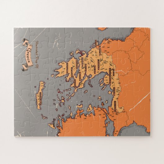 Griechenland - Vintage Landkreise Karte Puzzle (Horizontal)