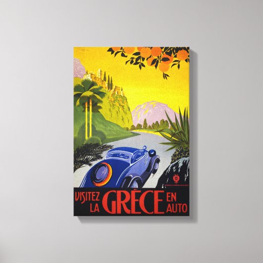 Griechenland Vintage Travel Poster wiederhergestel Leinwanddruck (Vorderseite)