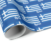 Griechenland: wackeliges Papier, patriotisch griec Geschenkpapier (Rolleneckpunkt)