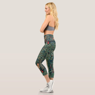 GRIECHENLAND, WALDBREITTIERE Hares, Fox, grüne Bl Capri Leggings