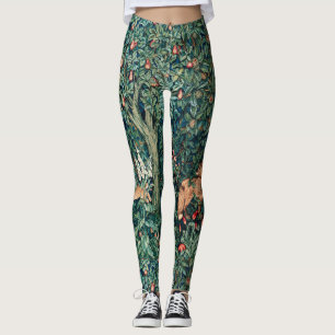 GRIECHENLAND, WALDBREITTIERE Hares, Fox, grüne Bl Leggings
