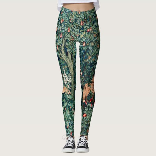 GRIECHENLAND, WALDBREITTIERE Hares, Fox, grüne Blü Leggings (Vorderseite)
