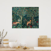 GRIECHENLAND, WALDBREITTIERE Hares, Fox, grüne Blü Poster (Küche)