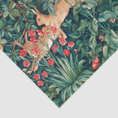 GRIECHENLAND, WALDBREITTIERE Hares, Fox, grüne Blü Seidenpapier (Detail)