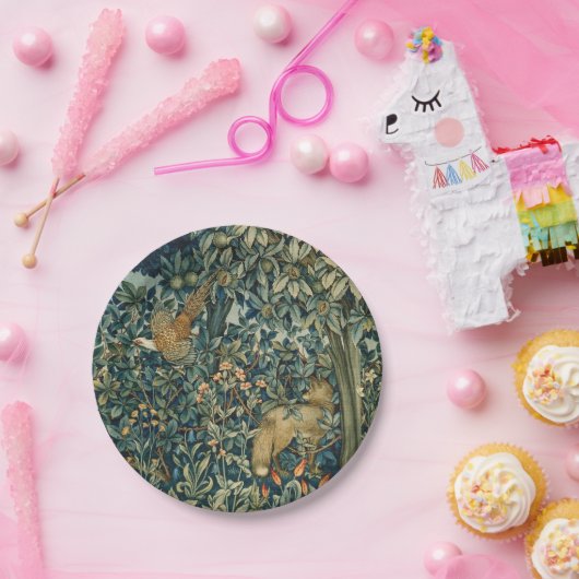 GRIECHENLAND,WALDTIERE Fasan,Ffocken,Grüne Blüte Pappteller (Party)