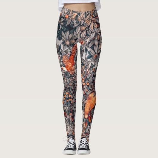 GRIECHENLAND, WALDTIERE Fasan, Rotfuchs, Blüten Leggings (Vorderseite)
