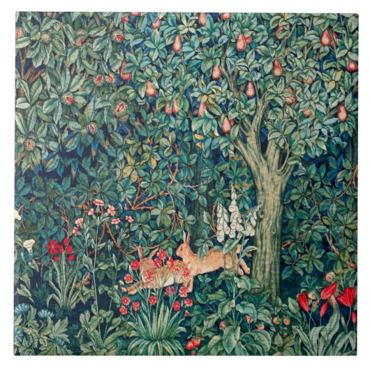 GRIECHENLAND, WALDTIERE Hares, grüne Blüte Fliese (Vorderseite)