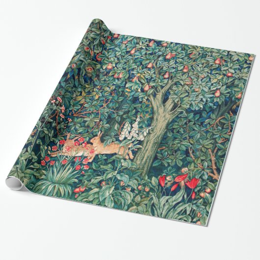 GRIECHENLAND, WALDTIERE Hares, grüne Blüte Geschenkpapier (Ungerollt)