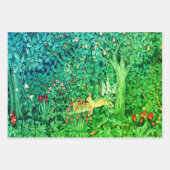 GRIECHENLAND, WALDTIERE, Hares Grüne Blüte Geschenkpapier Set (Vorderseite 2)