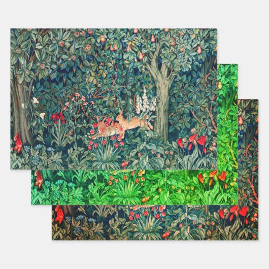 GRIECHENLAND, WALDTIERE, Hares Grüne Blüte Geschenkpapier Set (Set)