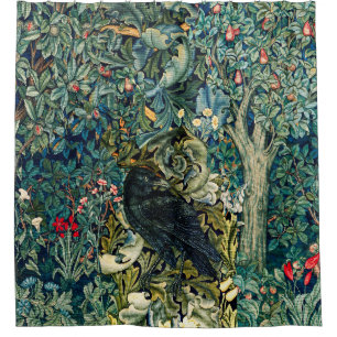 GRIECHENLAND, WALDTIERE, IN GRÜNEN BLUMEN RAVEN DUSCHVORHANG