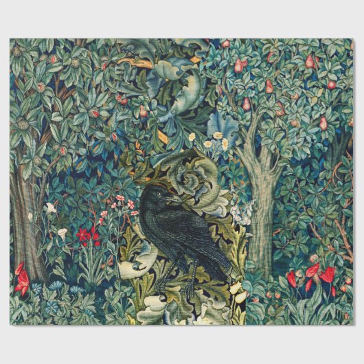 GRIECHENLAND, WALDTIERE, IN GRÜNEN BLUMEN RAVEN GESCHENKPAPIER (Flach)