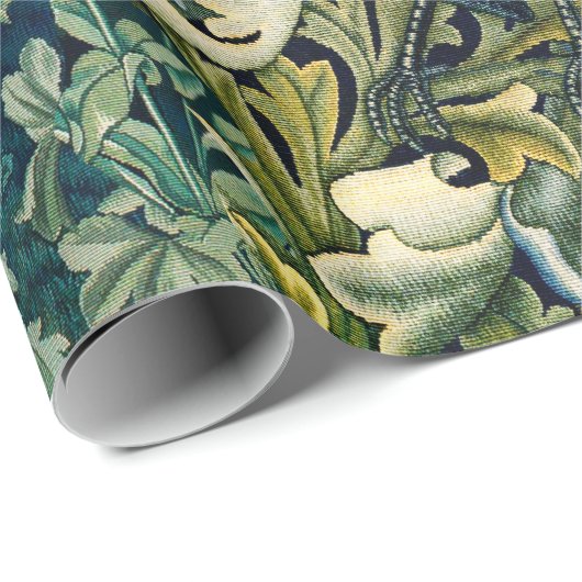 GRIECHENLAND, WALDTIERE, IN GRÜNEN BLUMEN RAVEN GESCHENKPAPIER (Rolleneckpunkt)