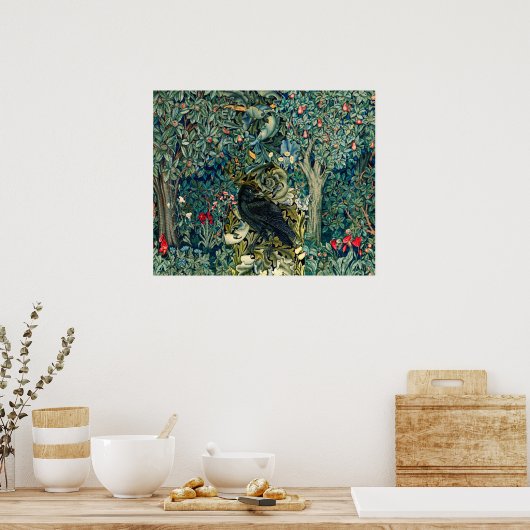 GRIECHENLAND, WALDTIERE, IN GRÜNEN BLUMEN RAVEN POSTER (Küche)