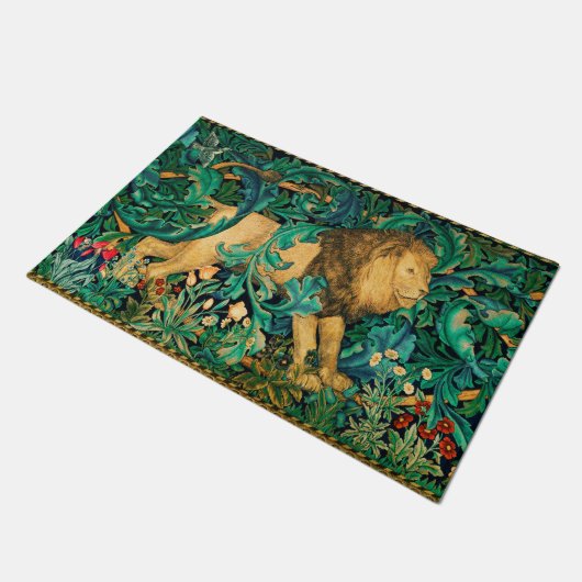 GRIECHENLAND, WALDTIERE LION Floral Doormat Fußmatte (Schrägansicht)