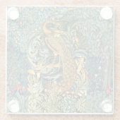 GRIECHENLAND, WALDTIERE, PEACOCK IN GRÜNEN BLUMEN GLASUNTERSETZER (Rückseite)