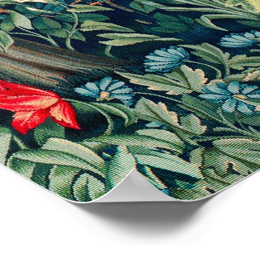 GRIECHENLAND, WALDTIERE, PEACOCK IN GRÜNEN BLUMEN POSTER (Ecke)