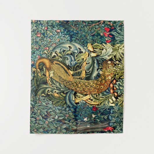 GRIECHENLAND, WALDTIERE, PEACOCK IN GRÜNEN BLUMEN WANDTEPPICH (Vorderseite)