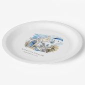 Griechenland Wasserfarben Personalisierte Minimale Pappteller (Schrägansicht)