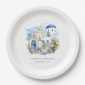 Griechenland Wasserfarben Personalisierte Minimale Pappteller (Vorderseite)