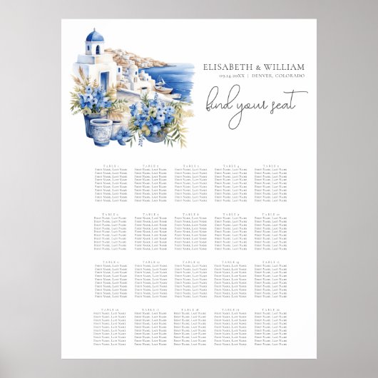 Griechenland Wasserfarbenprägung 20 Tabelle Seatin Poster (Vorne)