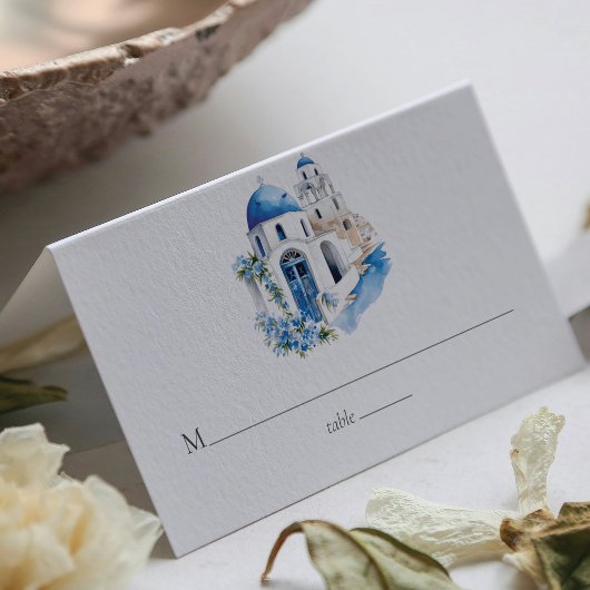 Griechenland Wedding Custom Watercolor Santorini Platzkarte