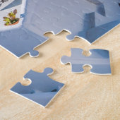 Griechenland - Weißes Gebäude am Hang, Mittelmeer Puzzle (Seite)