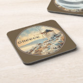 Griechenland Windmühlen von Mykonos Getränkeuntersetzer (Linke Seite)