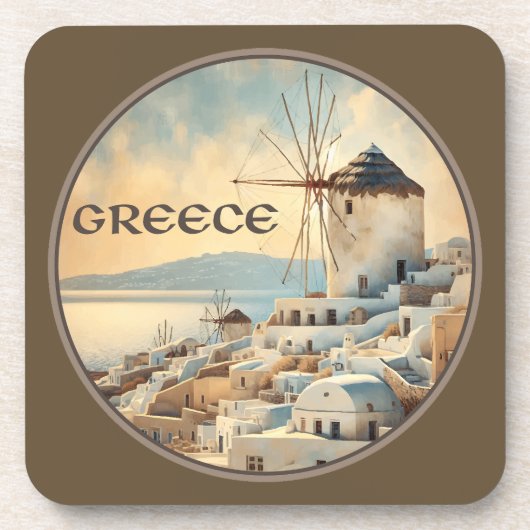 Griechenland Windmühlen von Mykonos Getränkeuntersetzer (Vorderseite)