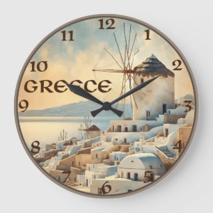 Griechenland Windmühlen von Mykonos Große Wanduhr