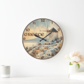 Griechenland Windmühlen von Mykonos Große Wanduhr (Zuhause)