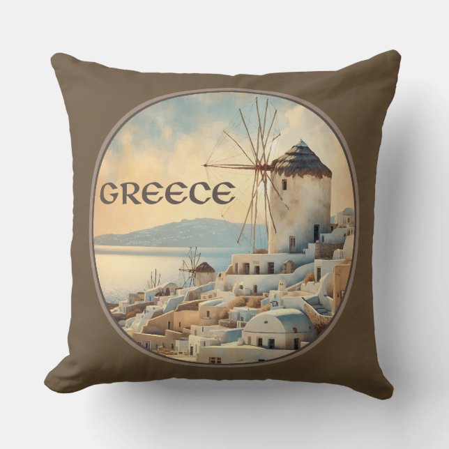 Griechenland Windmühlen von Mykonos Kissen (Vorderseite)