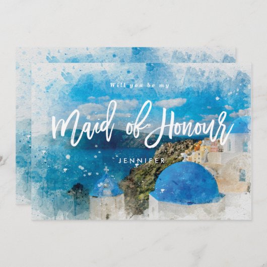 Griechenland wird mein Vorschlag für eine Trauzeug Dankeskarte (Vorne/Hinten)