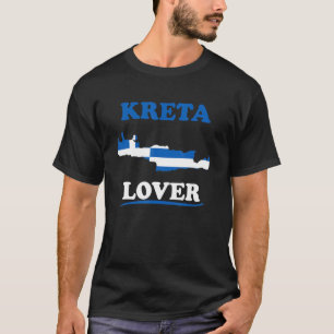 Griechenlandflagge in Kreta Umriss für Kreta Liebh T-Shirt