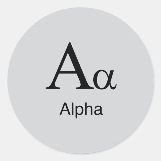 Griechisch Alphabet Alpha Runder Aufkleber (Vorderseite)