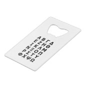Griechisch Alphabet Geldbeutel Flaschenöffner (Vorderseite Schrägansicht)