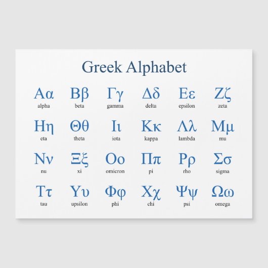 Griechisch Alphabet Horizontal Magnetkarte (Vorderseite)
