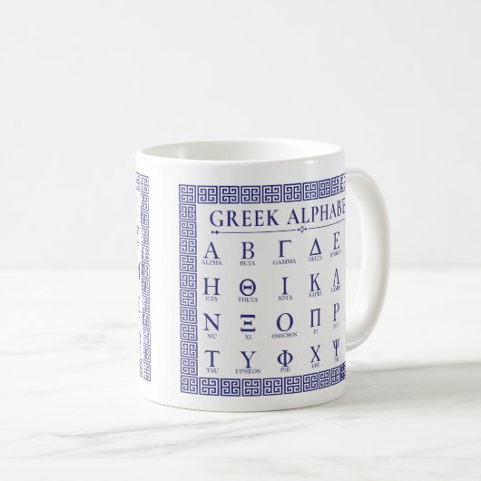 Griechisch Alphabet Kaffeetasse (VorderseiteRechts)