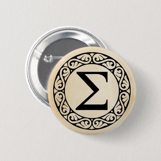 Griechisch Alphabet Letter Sigma Button (Vorne & Hinten)