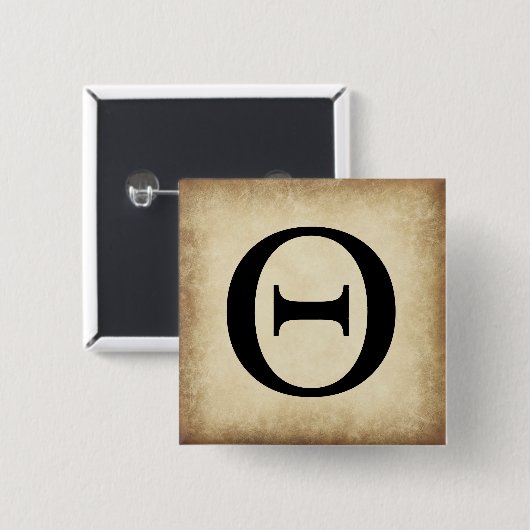 Griechisch Alphabet Letter Theta Button (Vorne & Hinten)