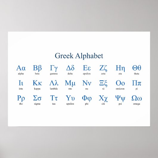 Griechisch Alphabet Narrow Horizontal Poster (Vorne)